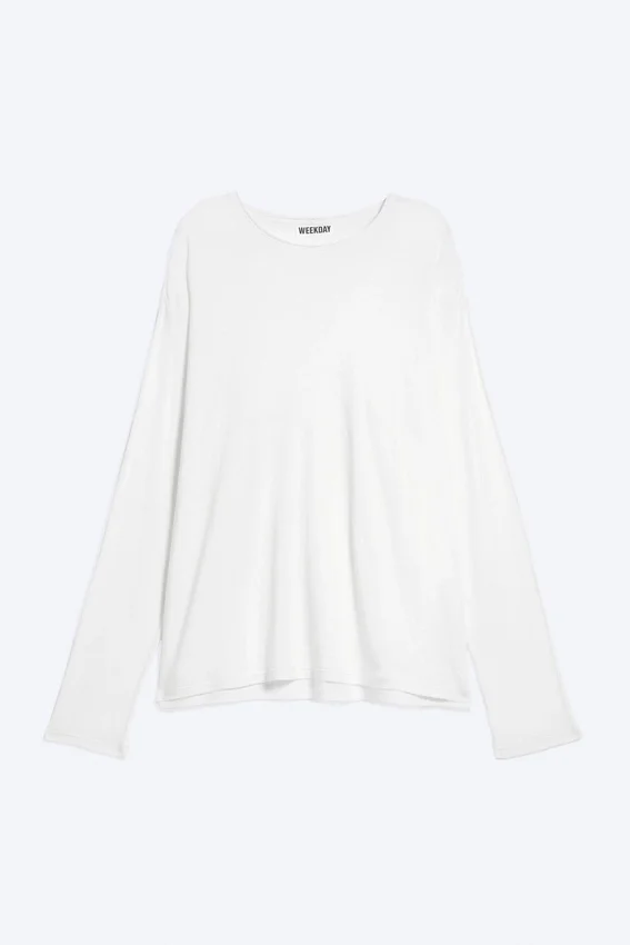 Loose Long-Sleeved T-Shirt – White Loose Long-Sleeved T-Shirt – White
