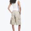 Loose Low Rise Cargo Shorts – Light Beige – Camouflage Loose Low Rise Cargo Shorts – Light Beige – Camouflage