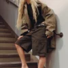 Loose Low Rise Cargo Shorts – Washed Dark Grey Loose Low Rise Cargo Shorts – Washed Dark Grey