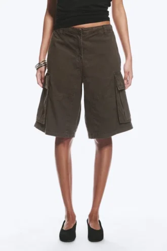 Loose Low Rise Cargo Shorts – Washed Dark Grey