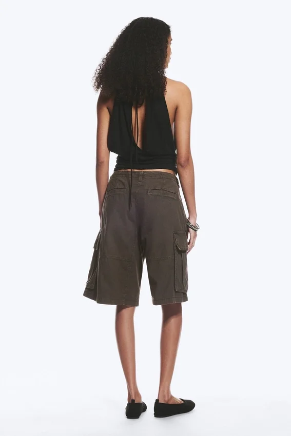 Loose Low Rise Cargo Shorts – Washed Dark Grey Loose Low Rise Cargo Shorts – Washed Dark Grey