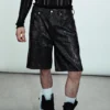Loose Low Rise Coated Denim Shorts – Black Loose Low Rise Coated Denim Shorts – Black