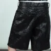 Loose Low Rise Coated Denim Shorts – Black Loose Low Rise Coated Denim Shorts – Black