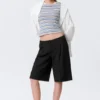 Loose Low Rise Three-Quarter Length Suiting Shorts – Black Loose Low Rise Three-Quarter Length Suiting Shorts – Black
