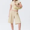 Loose Low Rise Three-Quarter Length Suiting Shorts – Light Beige Loose Low Rise Three-Quarter Length Suiting Shorts – Light Beige