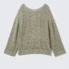 Loose Open-Knit Side Slit Sweater – Khaki Green Loose Open-Knit Side Slit Sweater – Khaki Green