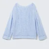 Loose Open-Knit Side Slit Sweater – Light Blue Loose Open-Knit Side Slit Sweater – Light Blue