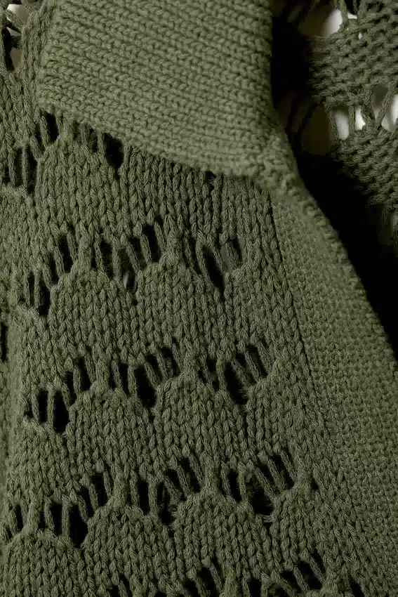 Loose Open-Knit Sweater – Dark Khaki Green Loose Open-Knit Sweater – Dark Khaki Green