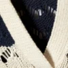 Loose Open-Knit Sweater – White & Dark Blue Stripe Loose Open-Knit Sweater – White & Dark Blue Stripe