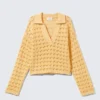 Loose Open-Knit Sweater – Yellow