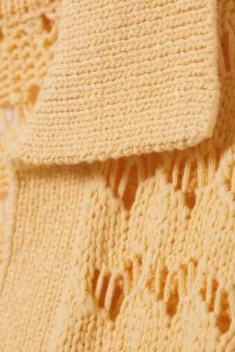 Loose Open-Knit Sweater – Yellow
