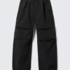 Loose Pleated Parachute Trousers – Black Loose Pleated Parachute Trousers – Black