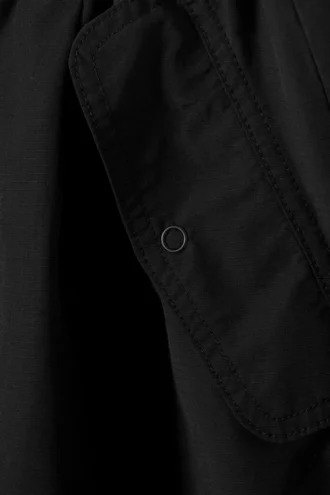 Loose Pleated Parachute Trousers – Black
