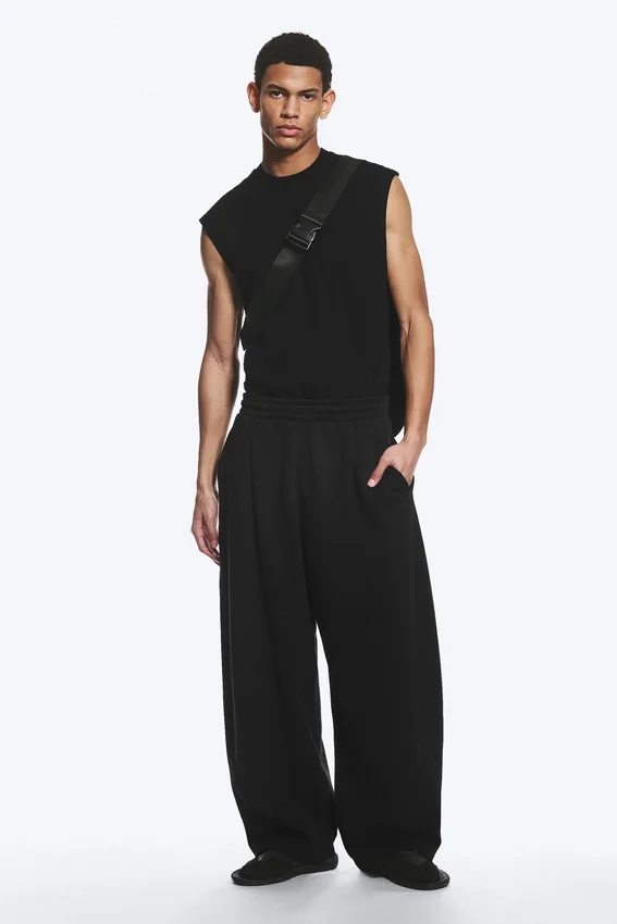 Loose Pleated Sweatpants – Dark Black Loose Pleated Sweatpants – Dark Black