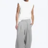 Loose Pleated Sweatpants – Grey Melange Loose Pleated Sweatpants – Grey Melange