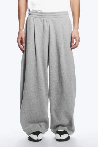 Loose Pleated Sweatpants – Grey Melange
