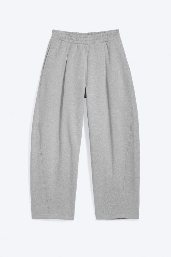 Loose Pleated Sweatpants – Grey Melange Loose Pleated Sweatpants – Grey Melange