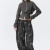 Loose Printed Cotton Terry Sweatpants – Dark Grey – Camo Loose Printed Cotton Terry Sweatpants – Dark Grey – Camo
