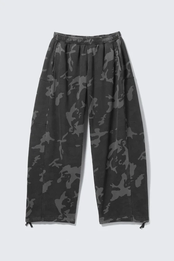 Loose Printed Cotton Terry Sweatpants – Dark Grey – Camo Loose Printed Cotton Terry Sweatpants – Dark Grey – Camo