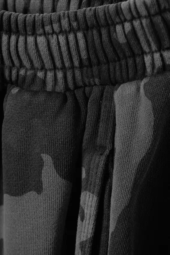 Loose Printed Cotton Terry Sweatpants – Dark Grey – Camo Loose Printed Cotton Terry Sweatpants – Dark Grey – Camo