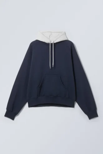 Loose Raglan Hoodie – Dark Blue/Grey Loose Raglan Hoodie – Dark Blue/Grey