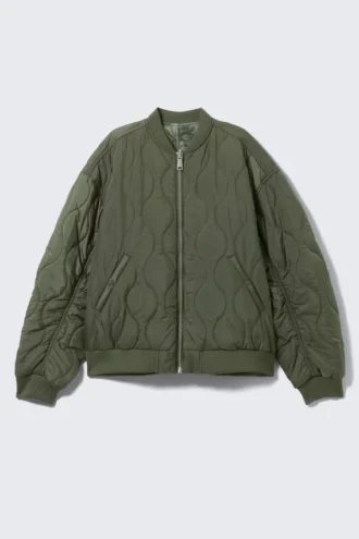 Loose Reversible Bomber Jacket – Dark Khaki – Floral