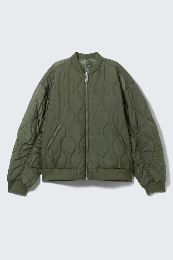 Loose Reversible Bomber Jacket – Dark Khaki – Floral Loose Reversible Bomber Jacket – Dark Khaki – Floral