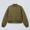 Loose Scuba Bomber Jacket – Khaki Green Loose Scuba Bomber Jacket – Khaki Green