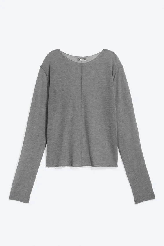 Loose Sheer Knitted Sweater – Grey Melange Loose Sheer Knitted Sweater – Grey Melange