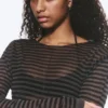 Loose Sheer Knitted Sweater – Striped Dark Grey Loose Sheer Knitted Sweater – Striped Dark Grey