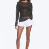 Loose Sheer Knitted Sweater – Striped Dark Grey Loose Sheer Knitted Sweater – Striped Dark Grey
