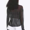 Loose Sheer Knitted Sweater – Striped Dark Grey Loose Sheer Knitted Sweater – Striped Dark Grey