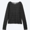 Loose Sheer Knitted Sweater – Striped Dark Grey Loose Sheer Knitted Sweater – Striped Dark Grey