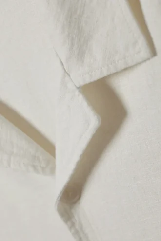 Loose Short Sleeve Linen Blend Shirt – Dusty White