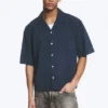 Loose Short-Sleeved Resort Shirt – Checked Dark Blue Loose Short-Sleeved Resort Shirt – Checked Dark Blue