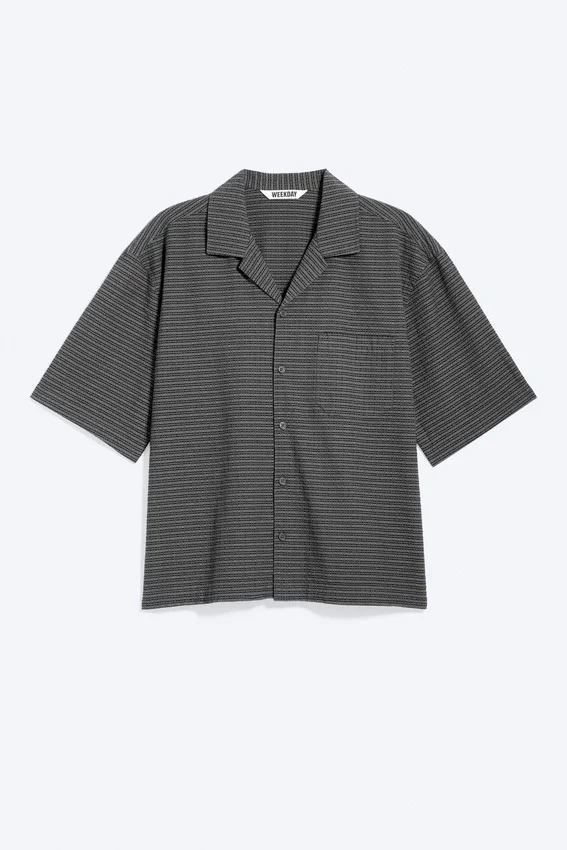 Loose Short-Sleeved Resort Shirt – Checked Grey Loose Short-Sleeved Resort Shirt – Checked Grey