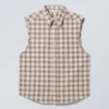 Loose Sleeveless Shirt – Beige Check Loose Sleeveless Shirt – Beige Check