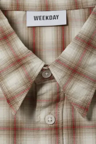 Loose Sleeveless Shirt – Beige Check