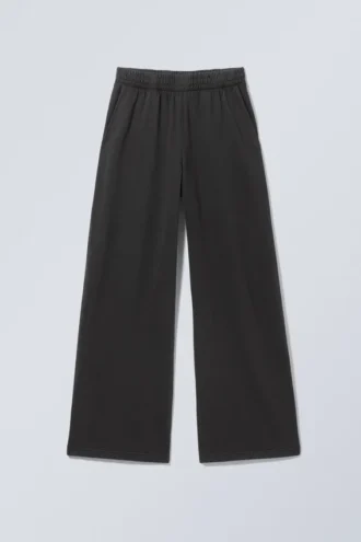 Loose Straight Terry Sweatpants – Washed Dark Grey