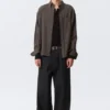Loose Structured Button-Down Shirt – Checked Dark Brown Loose Structured Button-Down Shirt – Checked Dark Brown