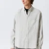 Loose Structured Button-Down Shirt – Checked Grey Loose Structured Button-Down Shirt – Checked Grey