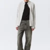 Loose Structured Button-Down Shirt – Checked Grey Loose Structured Button-Down Shirt – Checked Grey