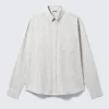 Loose Structured Button-Down Shirt – Checked Grey Loose Structured Button-Down Shirt – Checked Grey
