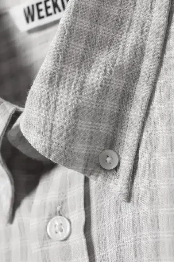 Loose Structured Button-Down Shirt – Checked Grey Loose Structured Button-Down Shirt – Checked Grey