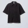 Loose Structured Short Sleeve Shirt – Black Loose Structured Short Sleeve Shirt – Black