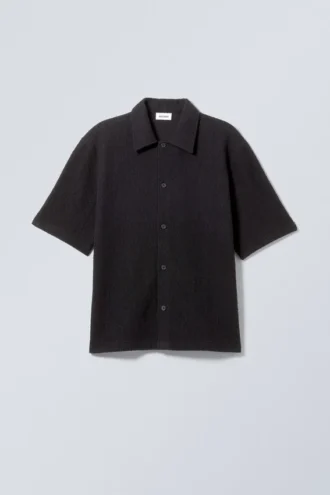 Loose Structured Short Sleeve Shirt – Black