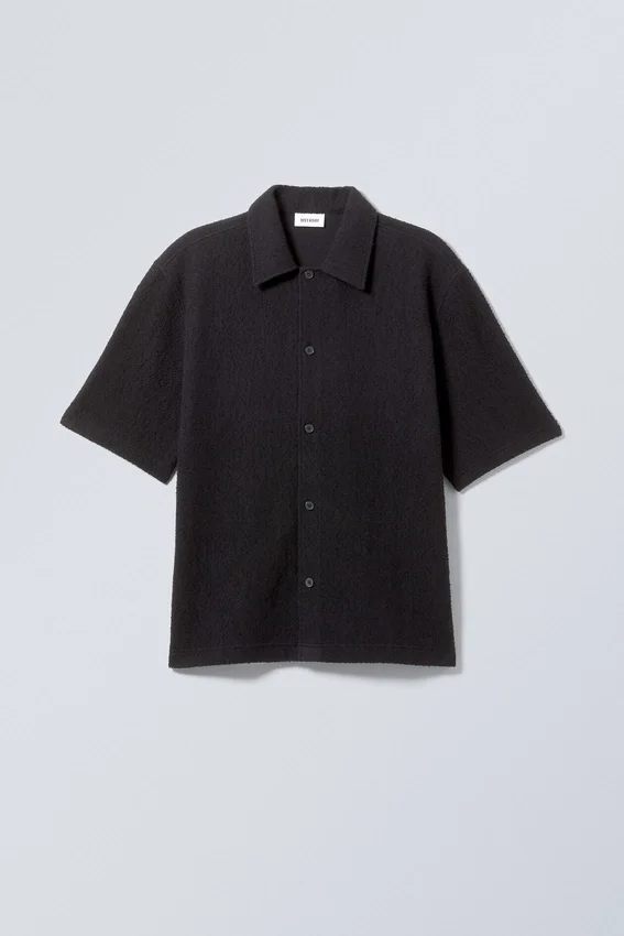 Loose Structured Short Sleeve Shirt – Black Loose Structured Short Sleeve Shirt – Black
