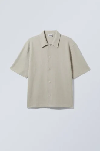 Loose Structured Short Sleeve Shirt – Light Beige
