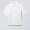 Loose Structured Short Sleeve Shirt – White Loose Structured Short Sleeve Shirt – White
