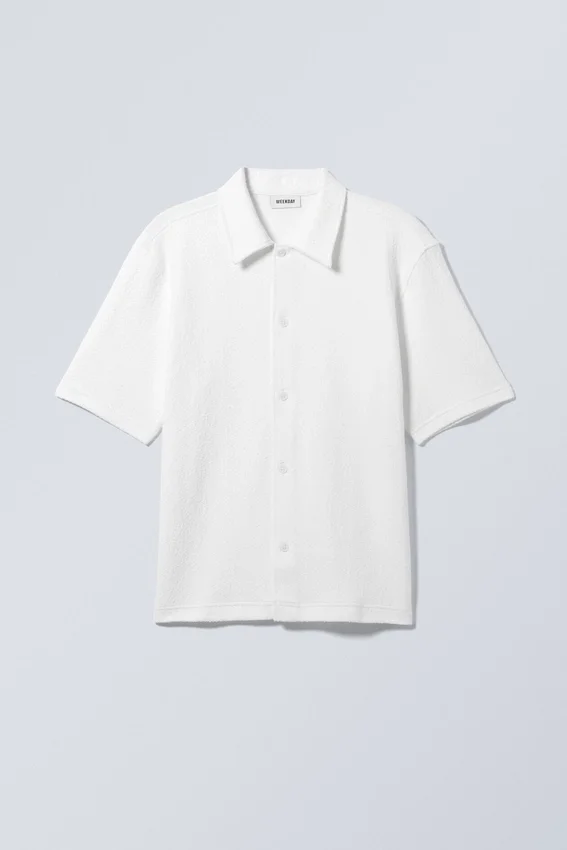 Loose Structured Short Sleeve Shirt – White Loose Structured Short Sleeve Shirt – White